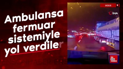 Düzce’de ambulansa fermuar sistemiyle yol verildi: O anlar kamerada