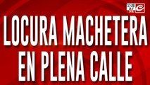 Locura machetera en plena calle: el tío de su marido le quiso cortar la cabeza