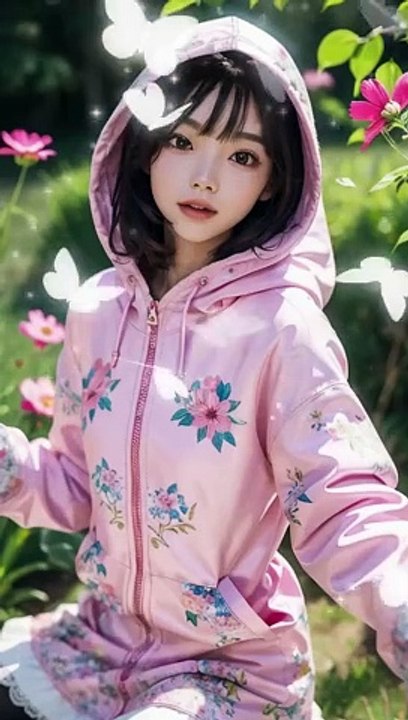 Embracing Nature's Beauty  Lady in Floral Jac