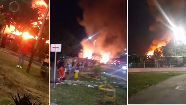 ¡Atención! Bomberos de Cali tratan de controlar voraz incendio en un barrio de invasión