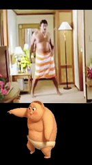 Funny  Video The man struggle without Towel