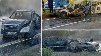 Zonguldak’ta sis nedeniyle meydana gelen kazada otomobil alev alev yandı: 1 ölü, 1 yaralı