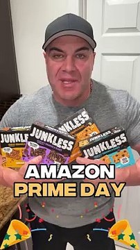 Prime Day Alert! Our Favorite Junkless Bars Are 35% Off Oct 8-9! 5 BIG BOOM! Flavors‼️ 34% Less Sugar, 100% Family-Approved! Stock Up Before This Guy Eats Them All! #PrimeDay #Junkless #DeliciouslyReal