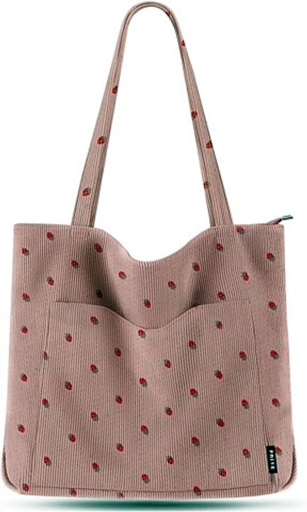Prite Corduroy Tote Bag for Women Large Shoulder Bag with Zipper