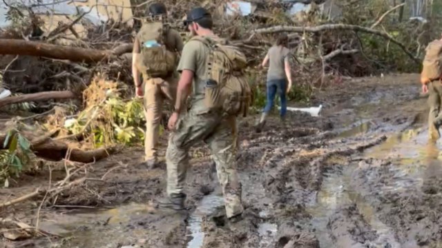 Relief team pushes forward through exhaustion and destruction after Hurricane Helene