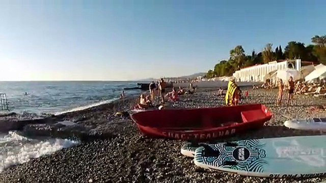 Пляж, солнце, рыбак, лодка, вышка, сапы, Карен, магазин и отдыхающие