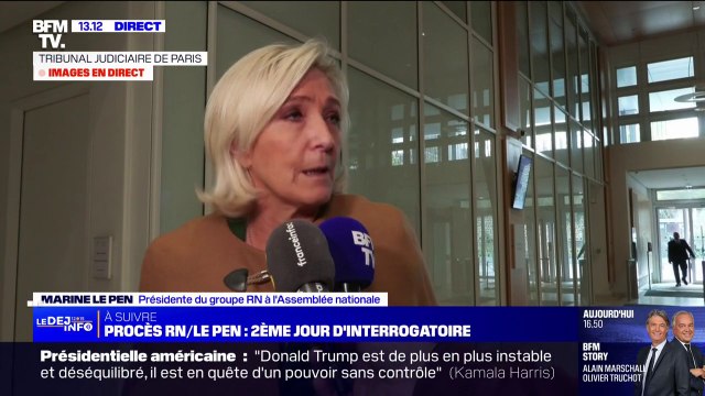 Je suis sereine : Marine Le Pen s'exprime au deuxième jour de son interrogatoire au procès des assistants parlementaires du RN
