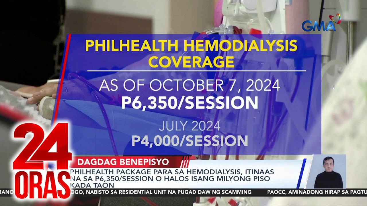 PhilHealth package para sa hemodialysis, itinaas na sa P6,350/session o halos isang milyong piso kada taon | 24 Oras