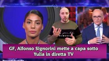 GF, Alfonso Signorini mette a capa sotto Yulia in diretta TV