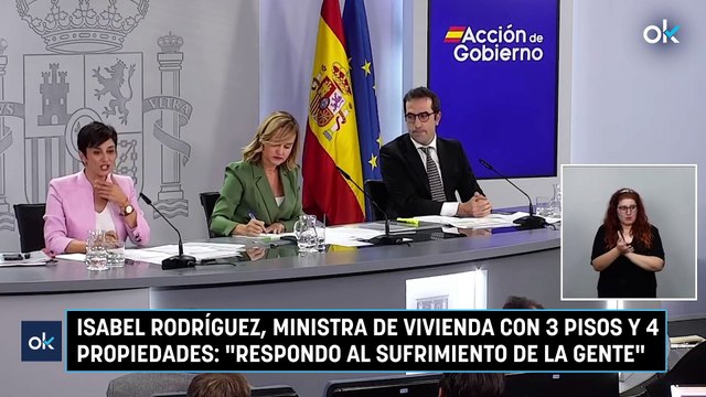 Isabel Rodríguez, ministra de Vivienda con 3 pisos y 4 propiedades- Respondo al sufrimiento de la gente