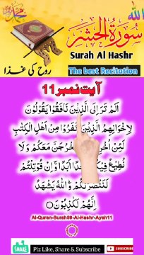 Al-Quran - Surah 59 - Al-Hashr - Ayah 11 | islamic videos status | tilawat | hafiz salman ali