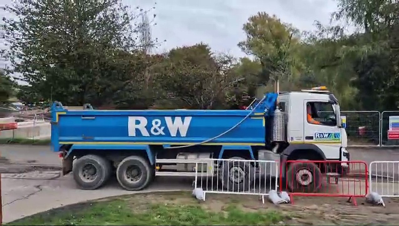 Sea defence works at Ports Creek in Hilsea, Portsmouth