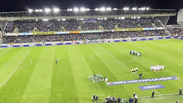 Northern Ireland fans in fine voice at Windsor Park during UEFA Nations League clash with Bulgaria