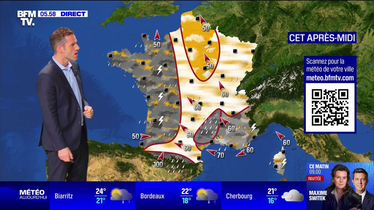 De fortes pluies attendues dans le Sud et du soleil sur le quart nord-est du pays ce mercredi