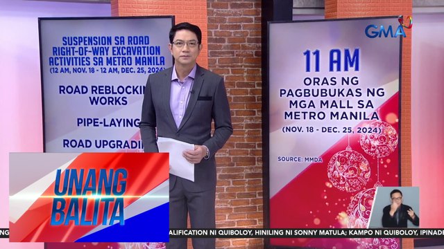 MMDA – 11AM na magbubukas ang mga mall simula Nov. 18 hanggang Dec. 25 | Unang Balita