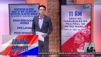 MMDA – 11AM na magbubukas ang mga mall simula Nov. 18 hanggang Dec. 25 | Unang Balita