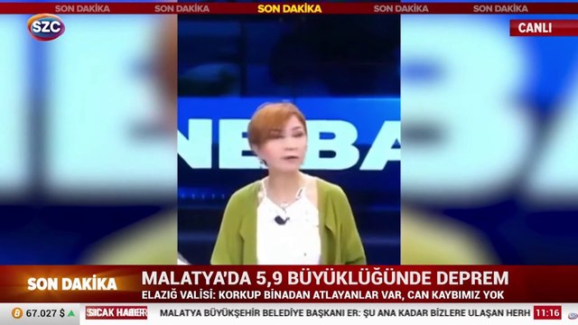 Canlı yayında depreme yakalandı