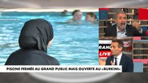 Échange tendu en plateau sur la piscine fermée au grand public mais ouverte à des femmes en burkini