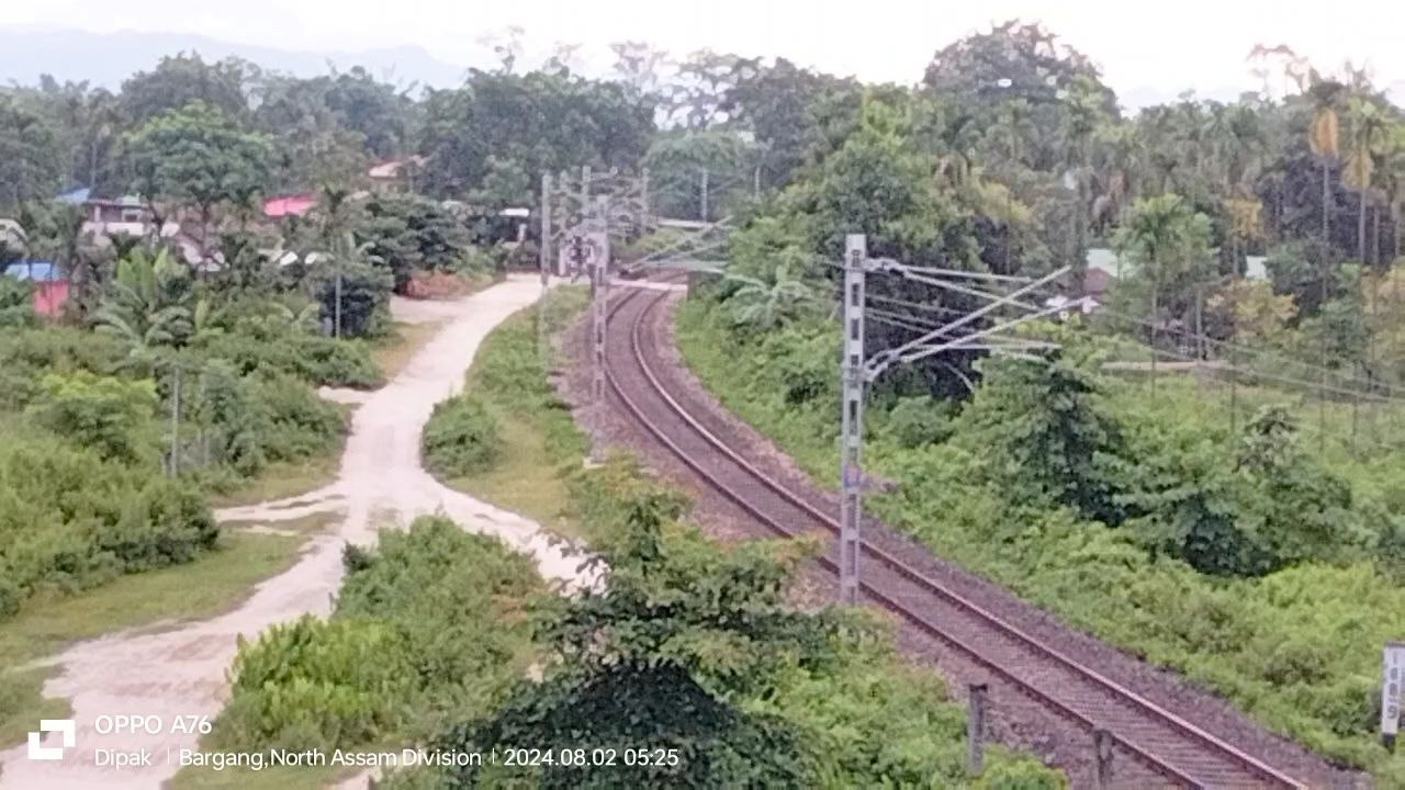 Train running in curves view from Top