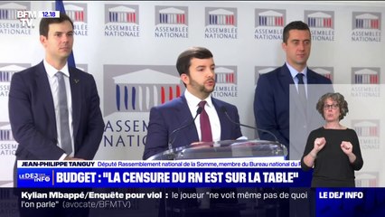 Budget: "La censure (du RN) est sur la table", souligne Jean-Philippe Tnaguy