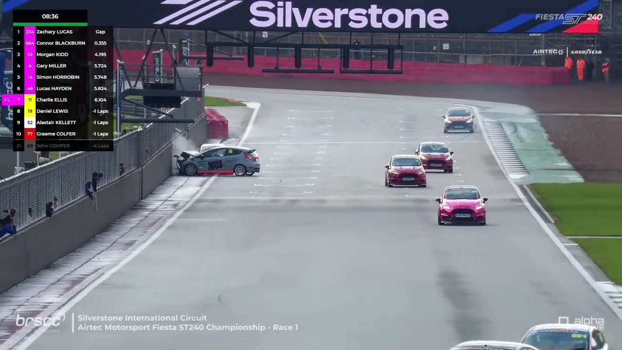 Fiesta ST240 Championship 2024 Silverstone 2 Race 1 Horrobin Hayden Big Crash