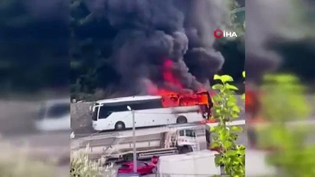 Bursa'da korku dolu anlar! Yolcu dolu otobüste yangın