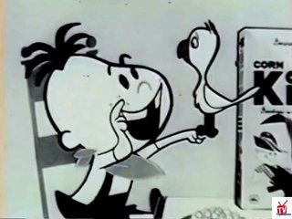 1950s animated Kix cereal TV commercial - teaching a parakeet to talk (with FANTASTIC diction)