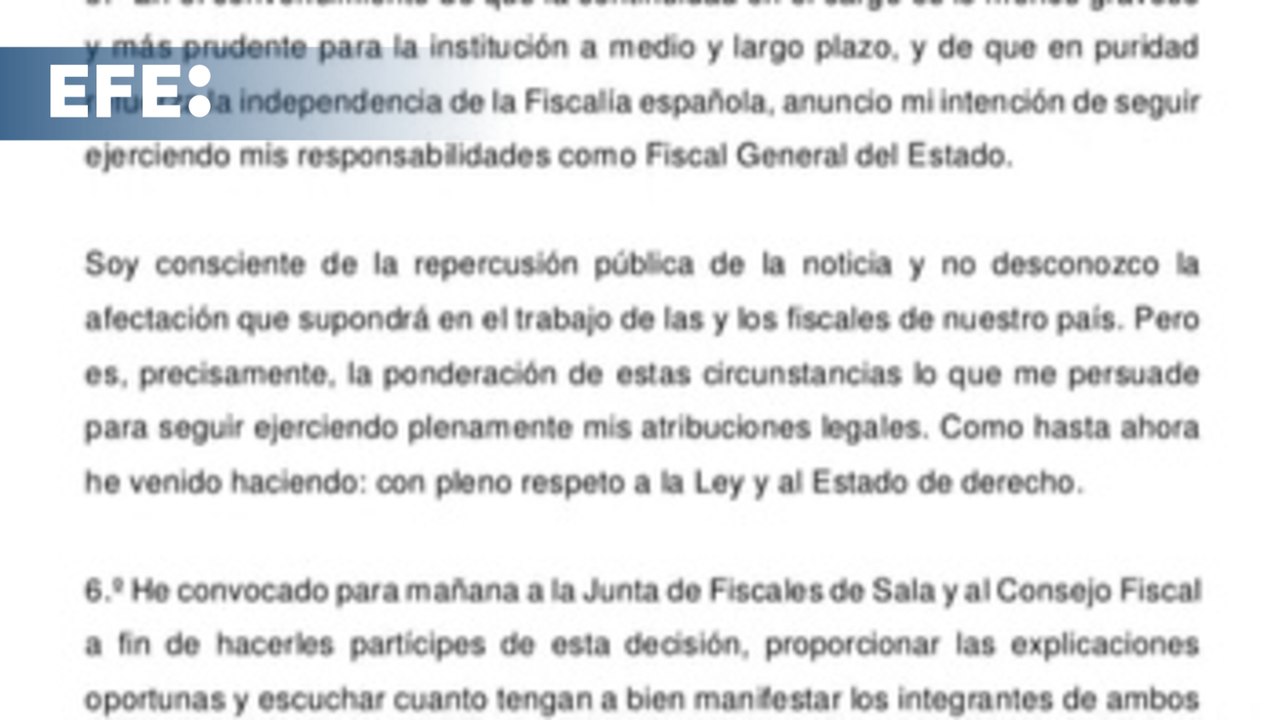 El fiscal general del Estado seguirá en su cargo pese a haber sido imputado por el Supremo