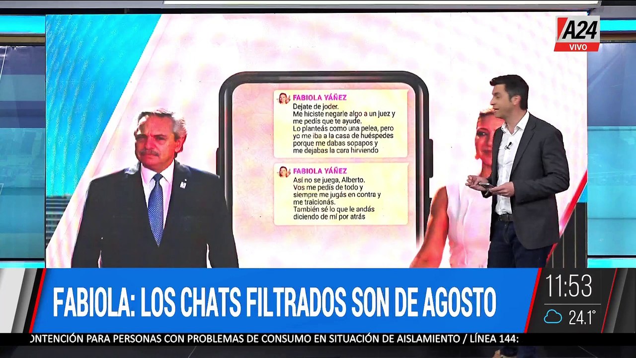  REVELAN CHATS QUE EVIDENCIAN LA VIOLENCIA DE ALBERTO FERNÁNDEZ CONTRA FABIOLA YÁÑEZ