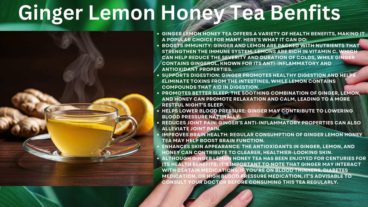 Ginger lemon honey tea offers a variety of health benefits, making it a popular choice for many. Here’s what it can do: