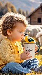 happy Beby and smart animal