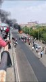 Burning  car run automatically on road on jaipur