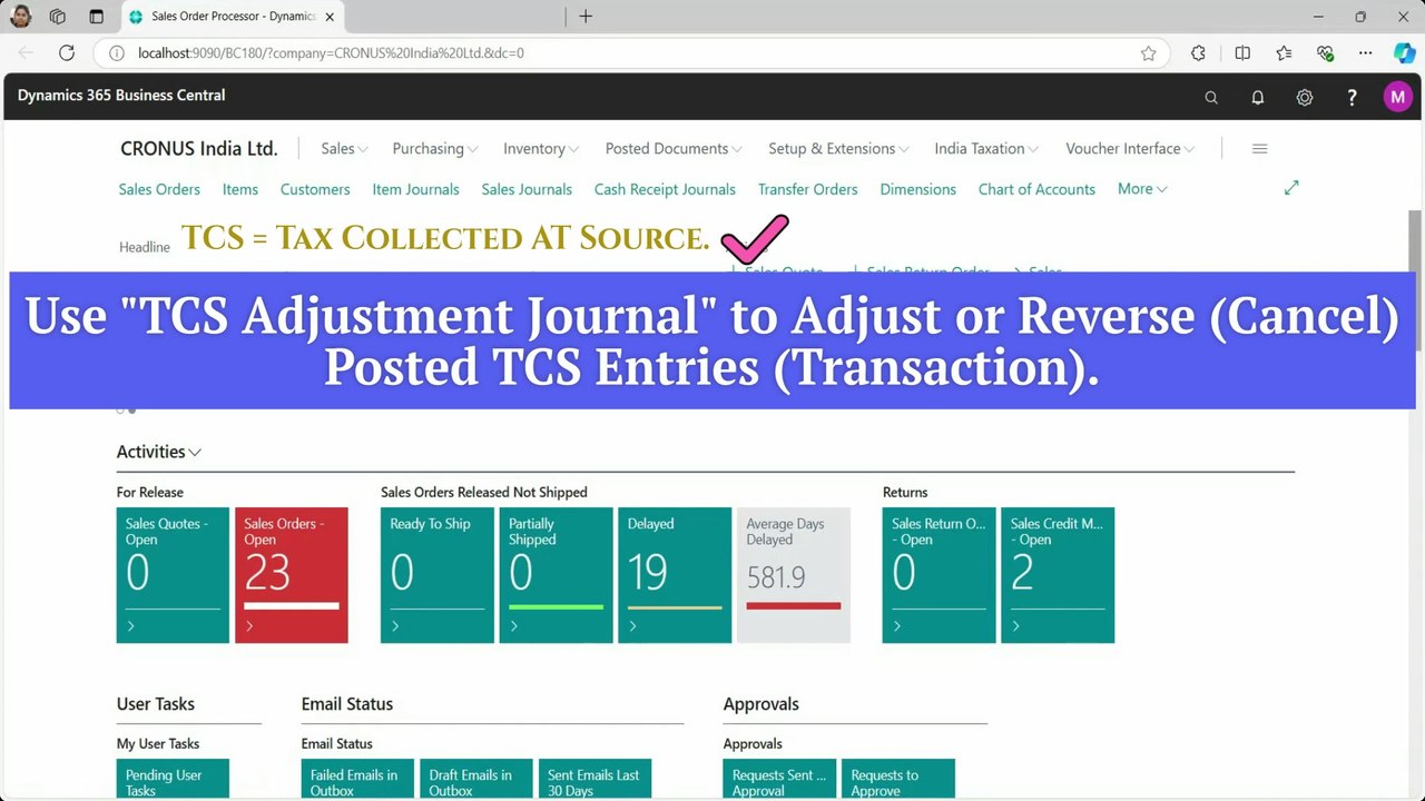 Reverse TCS Entries in Business Central | TCS Adjustment Journal