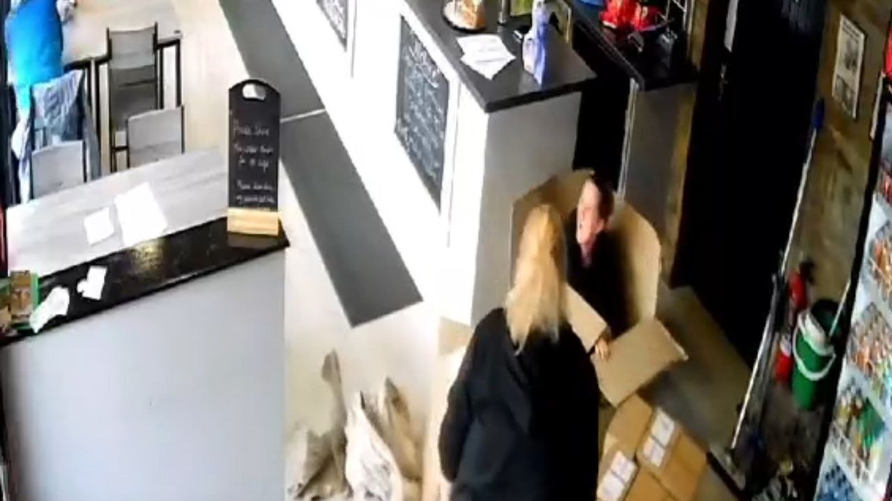 Hilarious prank: Girl jumps out of a carton box to scare boss