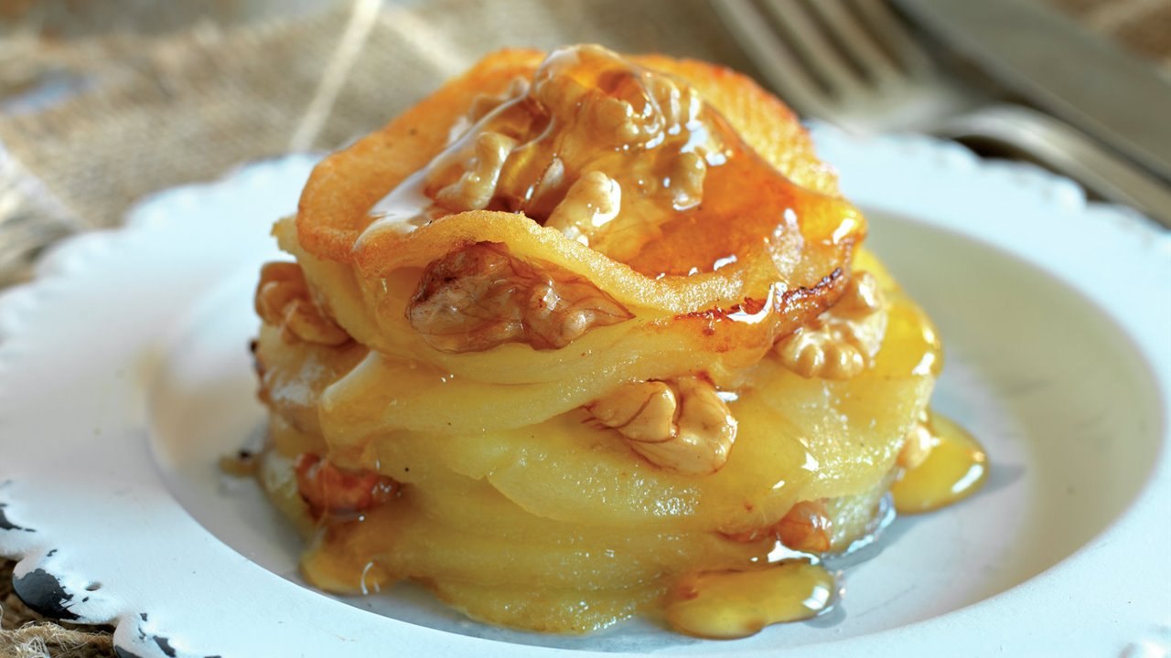 Milhojas de manzana y nueces - Cocina Fácil
