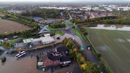 Drone footage over Battlefield shows aftermath of Wednesday's downpour