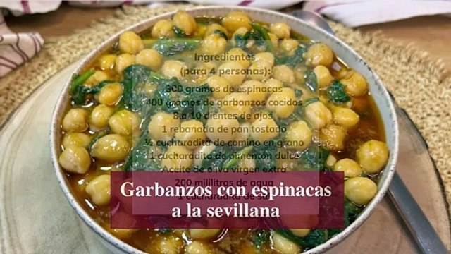 Garbanzos (de bote) con espinacas a la sevillana, receta de la abuela andaluza ¡en solo 10 minutos! - Cocina Fácil
