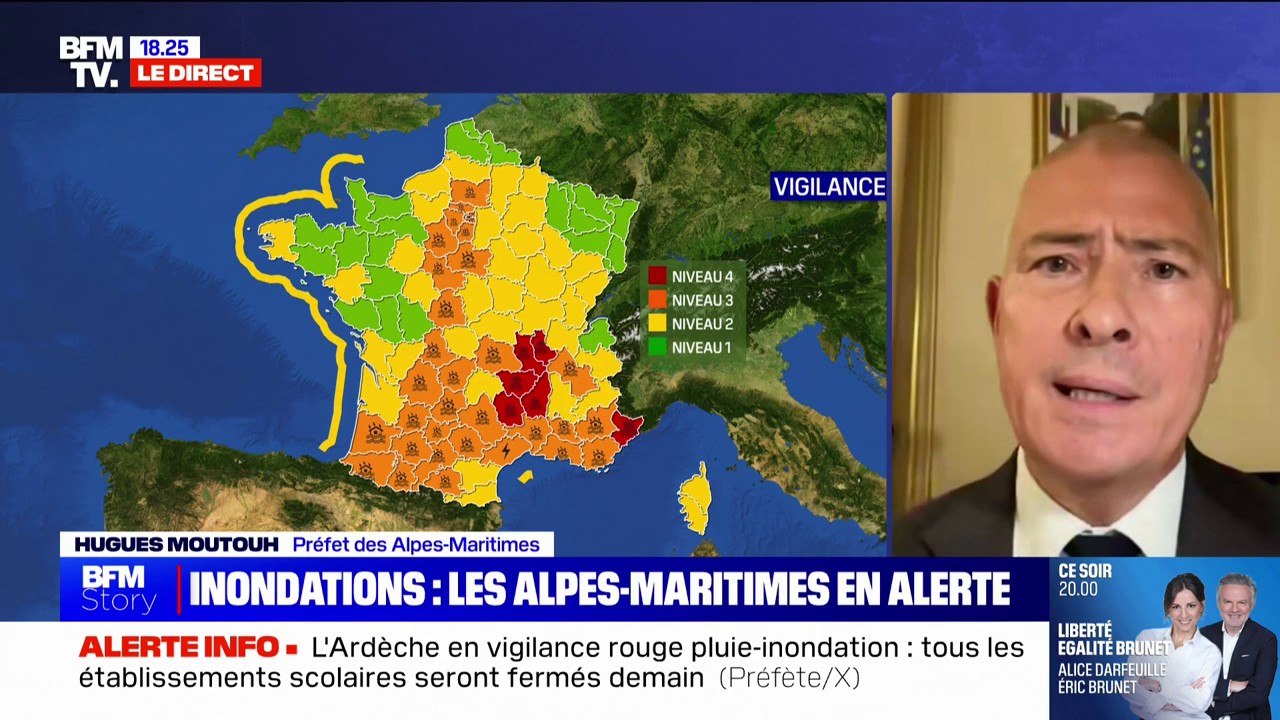 Hugues Moutouh (préfet des Alpes-Maritimes), sur la vigilance crues, pluie-inondation: "300 pompiers viennent s'ajouter aux 400 déjà présents"