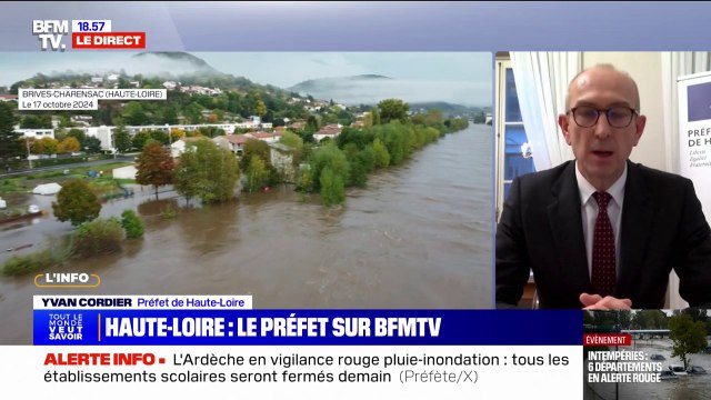Yves Cordier (préfet de Haute-Loire), sur les inondations: On est confiant sur une décrue des deux cours en question