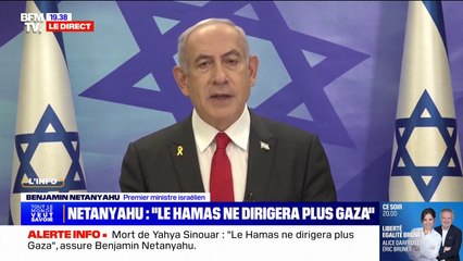 Benjamin Netanyahu (Premier ministre israélien), sur la mort de Yahya Sinouar: "Aujourd'hui, nous avons montré la victoire du bien sur le mal"