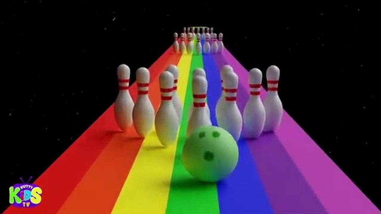 Bowling Ball Adventure For Kids _ Fruits with bowling pins _ Learn Fruits name colorful bowling pins