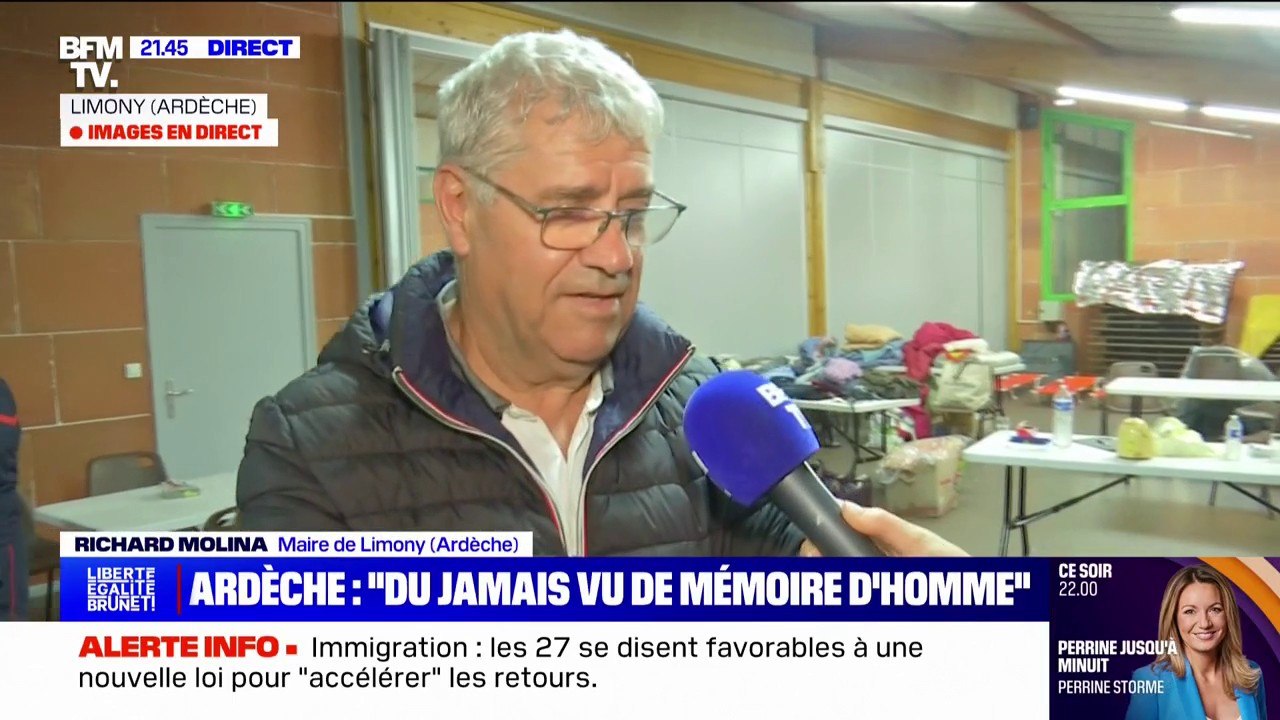 Richard Molina (maire de Limony, en Ardèche), sur les crues: "On a à peu près 80 à 100 maison qui ont été évacuées"