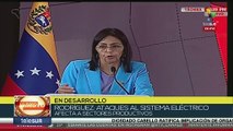 La vicepresidenta ejecutiva Delcy Rodríguez denuncia ataque al sistema eléctrico venezolano