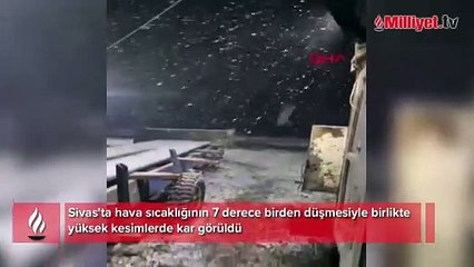 Sivas’ın yüksek kesimlerine kar yağdı