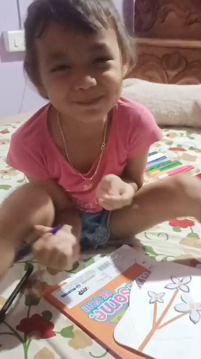 MY DAUGHTER PREPARING BIRTHDAY CARD FOR ME