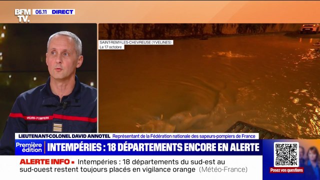Intempéries: On a des inquiétudes sur le sud-ouest et le sud de l'Île-de-France , explique le lieutenant-colonel David Annotel