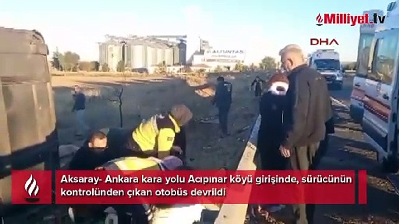 Aksaray-Ankara yolunda otobüs devrildi!