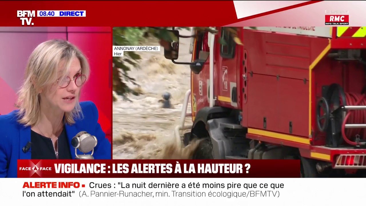 Inondations: Agnès Pannier-Runacher évoque "une difficulté à prévoir la rapidité de la montée des eaux"