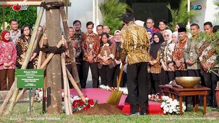 Jokowi dan Ibu Iriana Tanam Pohon di Istana Kepresidenan