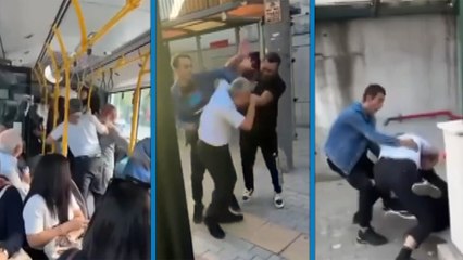 Otobüs şoförü ile yolcu birbirine girdi; 'Durakta durmadın' kavgası kamerada